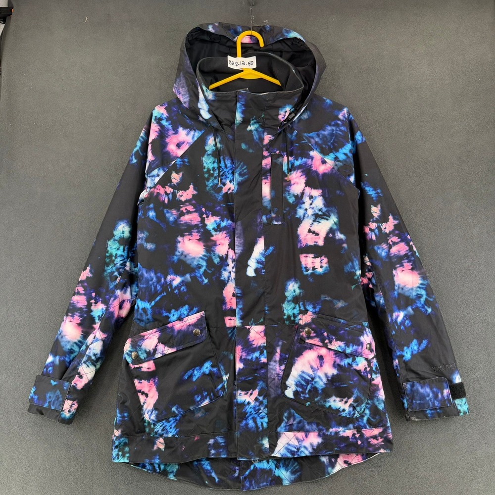 Burton The White Collection DryRide Snowboard Jacket Tie Dye Black Pink Blue M